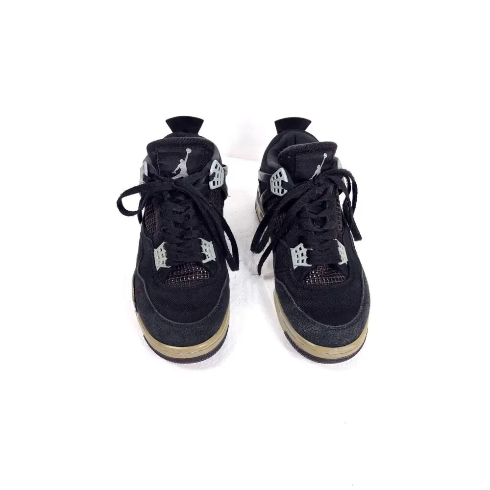 Nike Air Jordan 4 Retro Black Canvas Sneakers Mens Size 8.5